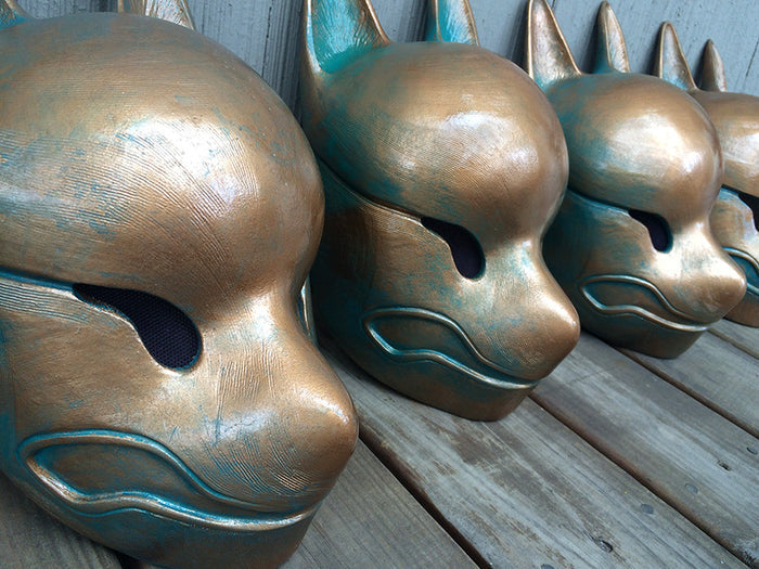 COPPER PATINA KITSUNE MASK