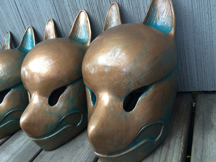 COPPER PATINA KITSUNE MASK