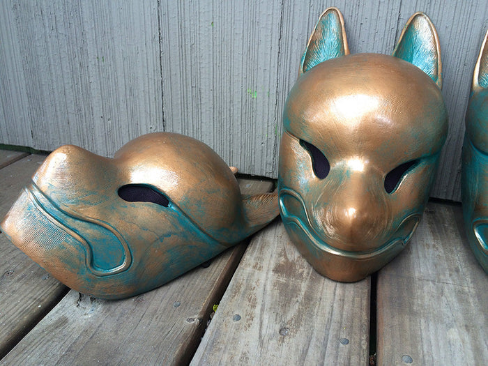 COPPER PATINA KITSUNE MASK