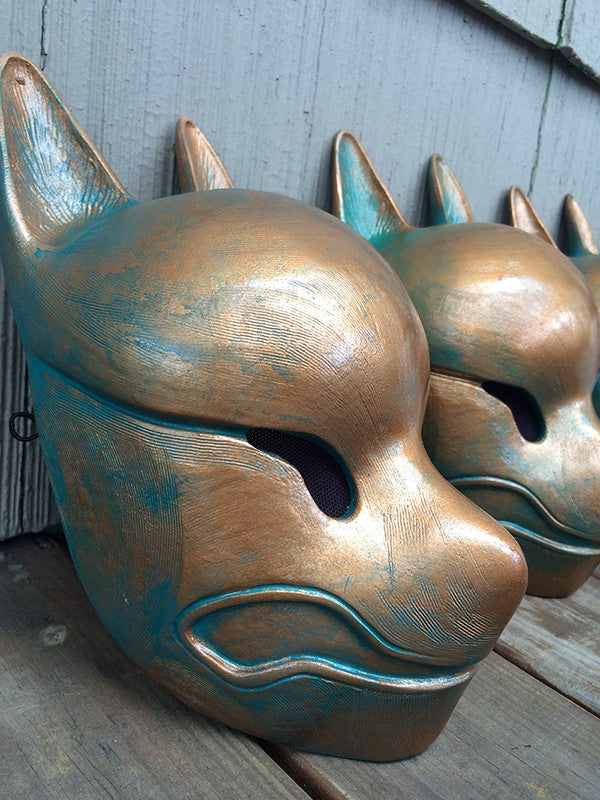 COPPER PATINA KITSUNE MASK