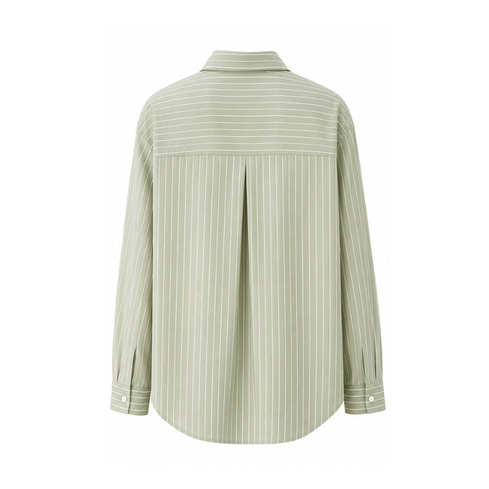 Cotton Stripe Blouse (Forest Green)