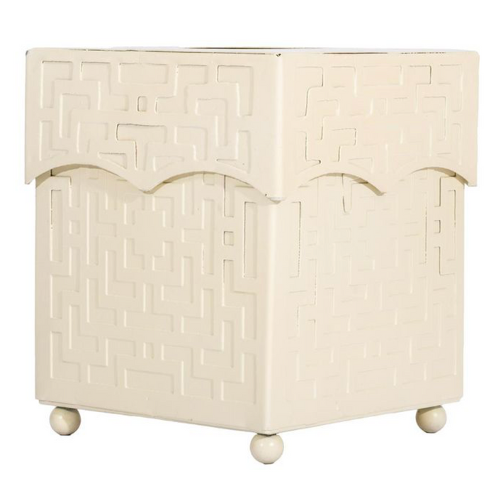 Cream Fretwork Tissue Holder or Wastepaper Basket by The Enchanted Home