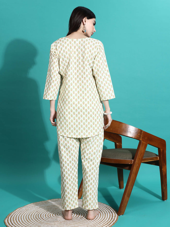 Comfy Cream Yellow Cotton Pajama Set for Women