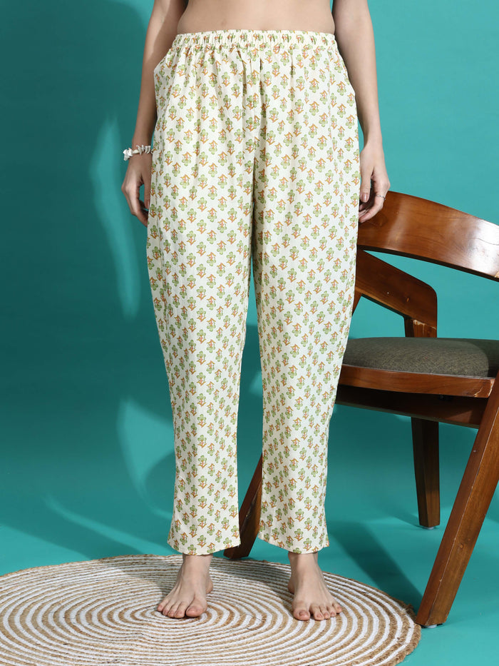 Comfy Cream Yellow Cotton Pajama Set for Women