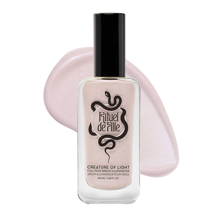 Rituel de Fille-Creature Of Light Full-Face Serum Illuminator-Makeup-Rituel_de_Fille_-_Creature_of_Light_-_Moonlit_Creature_-_Bottle_with_Swatch_1-1_-_2048px-The Detox Market | Moonlit Creature