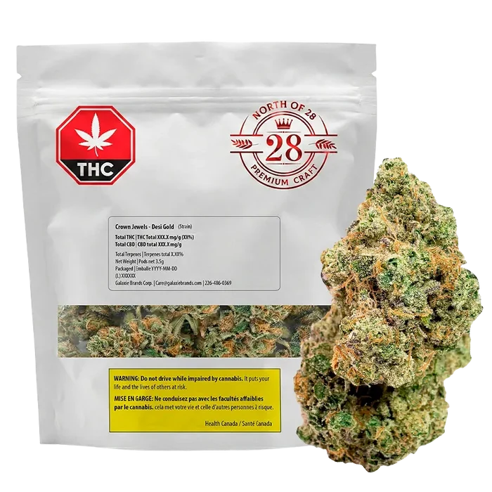 North of 28 3.5 g Crown Jewels - Desi Gold Flower