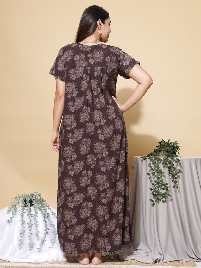 Latest Coffee Cotton Nighty For Women