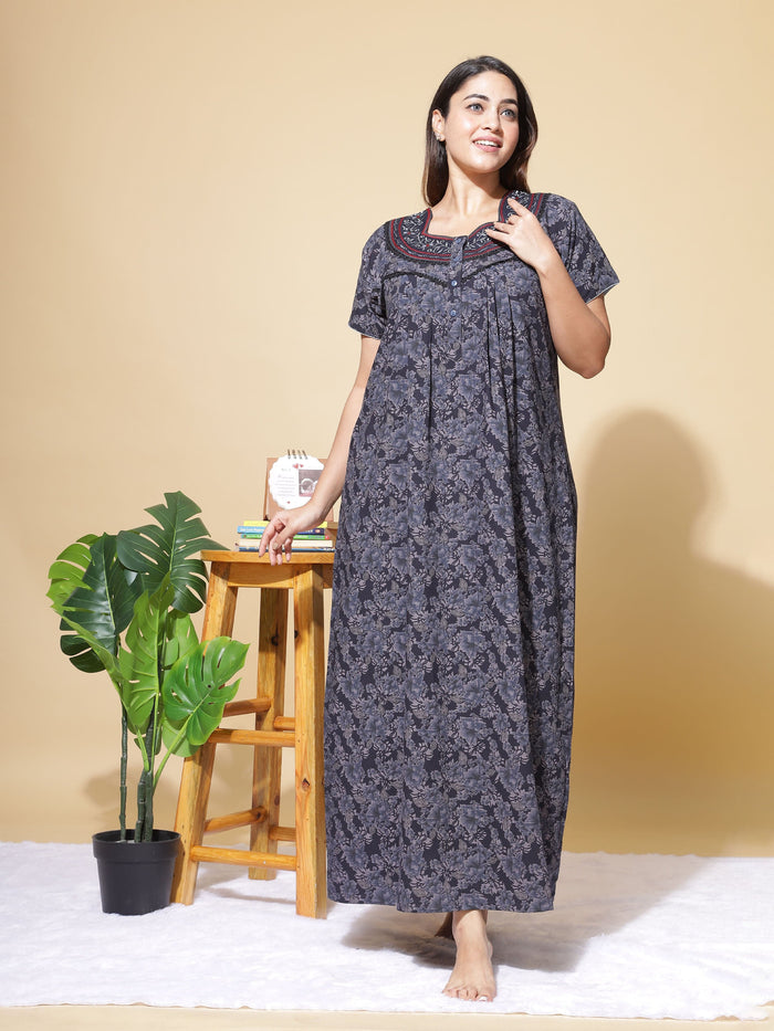 Chic Dark Blue Nightgown For Women