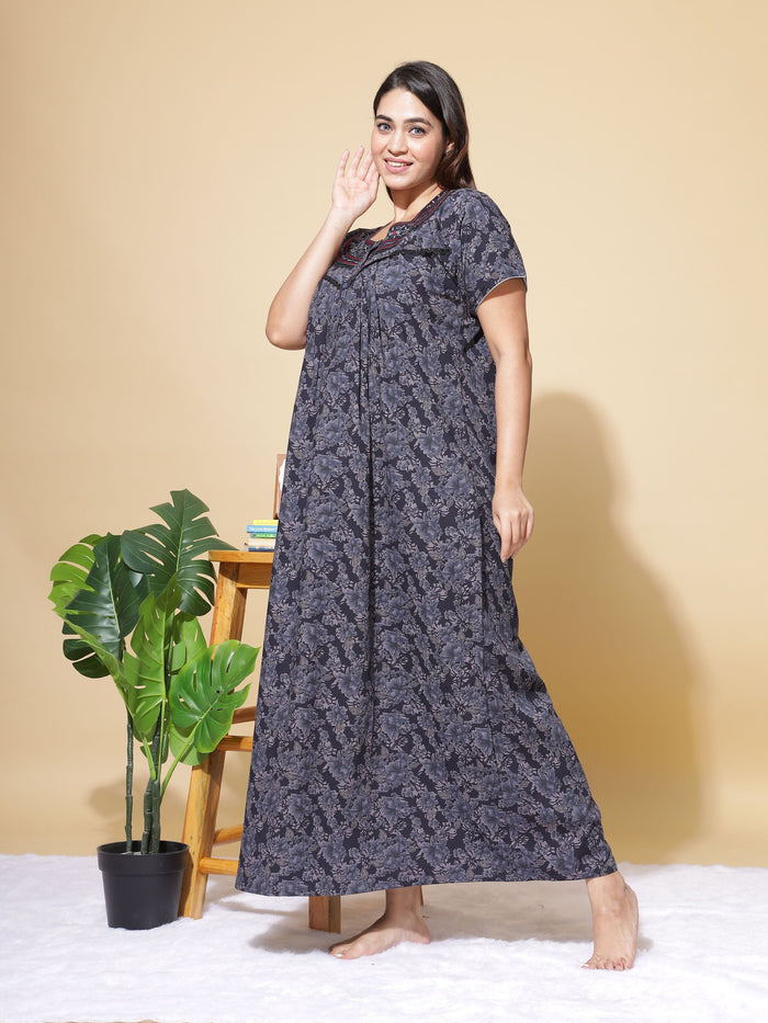 Chic Dark Blue Nightgown For Women