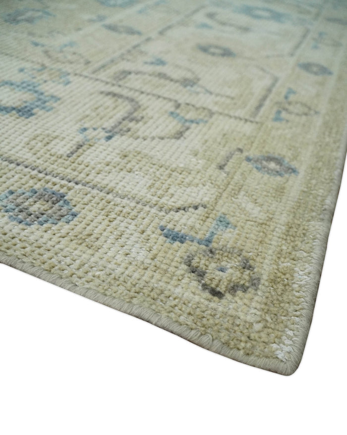 Custom Made Beige and Ivory Hand knotted Traditional Oushak wool Area Rug