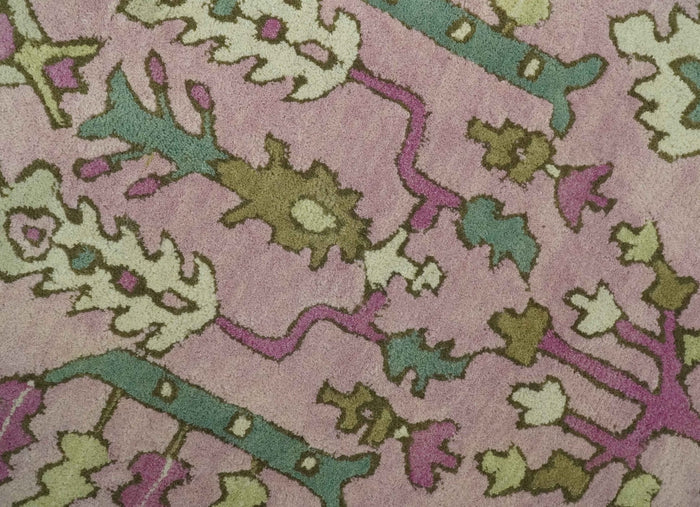 Custom Made Tree of life Traditional Floral Light Purple, Green, Olive and Beige Hand Tufted wool Area Rug