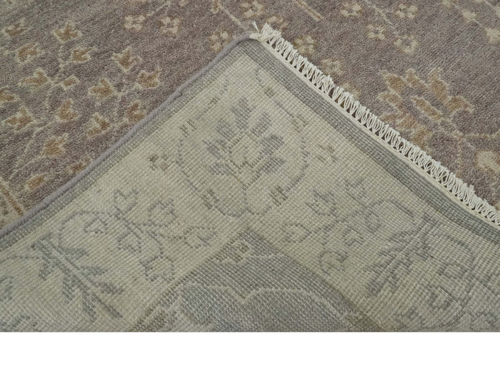 Custom Made Vintage Style Tree of life Brown And Beige Hand Knotted Wool Rug