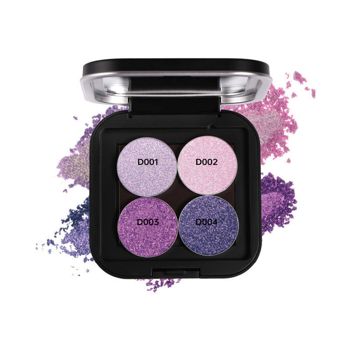 DE'LANCI Love Purple 4-Color Polarized Holographic Eyeshadow Palette T4227