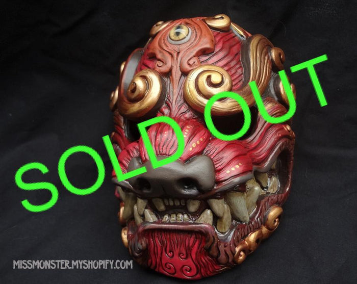 DELUXE PAINTED RED KOMAINU MASK