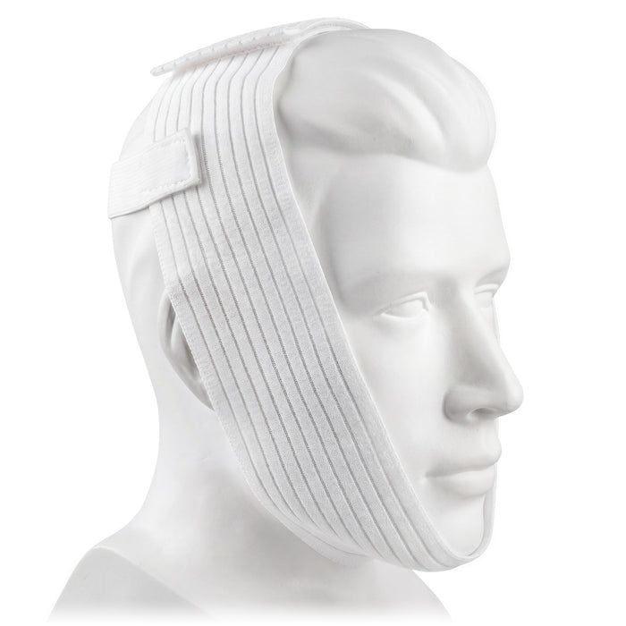 Deluxe CPAP Chinstrap on a mannequin head against a white background