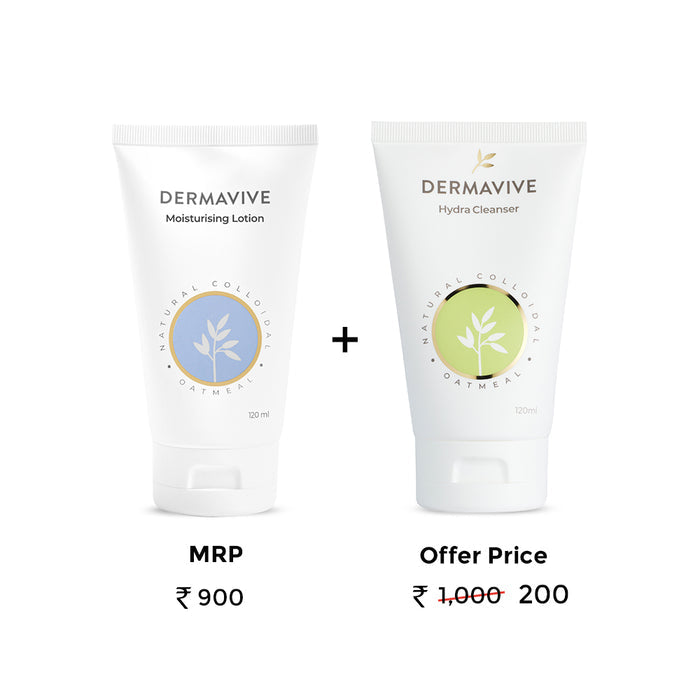 Dermavive Pre-Makeup Skincare Combo, Moisturising Lotion 120 ml And Hydra Cleanser 120 ml