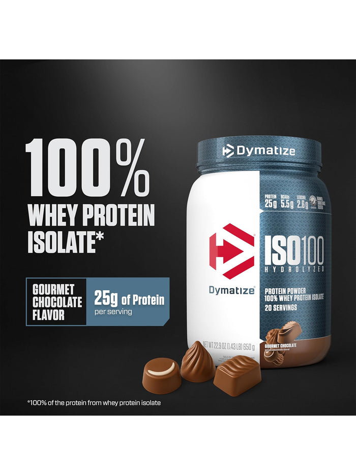 Dymatize ISO100 Hydrolyzed Whey Protein Isolate Gourmet Chocolate Powder (640 g)