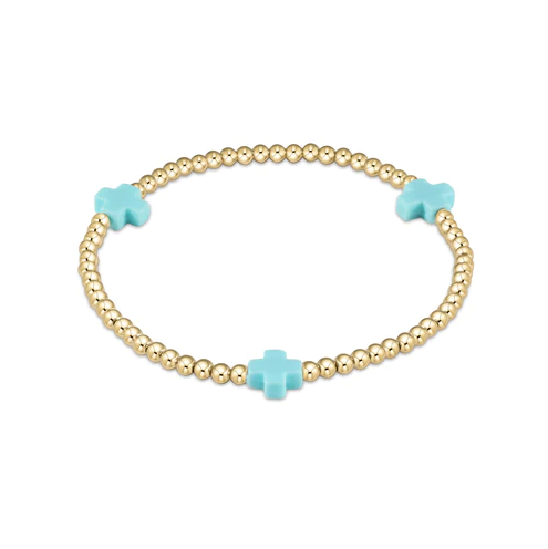eGirl Signature Cross 3mm Bracelet Bracelets in Turquoise at Wrapsody