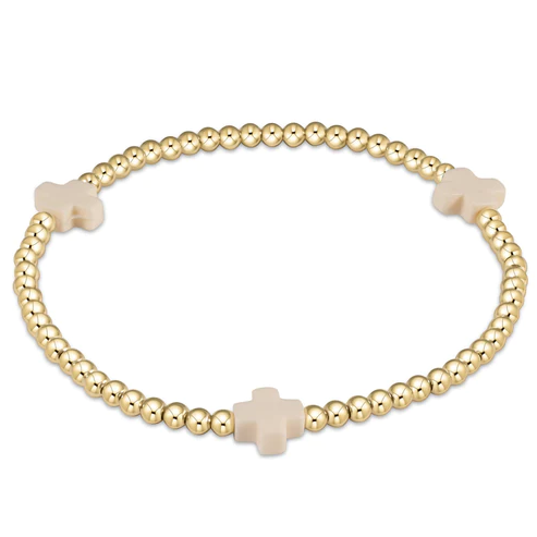 eGirl Signature Cross 3mm Bracelet Bracelets in Off White at Wrapsody