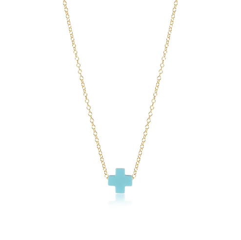 eGirl Signature Cross Necklace Necklaces in Turquoise at Wrapsody
