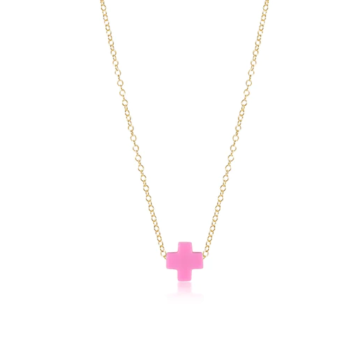 eGirl Signature Cross Necklace Necklaces in Bright Pink at Wrapsody