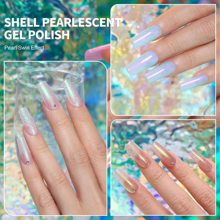 RARJSM ® Elf Series Pearl Thread pearl gel nail polish 6 Colors Set
