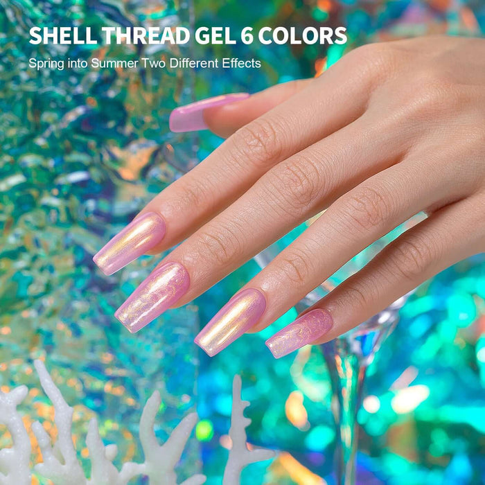 RARJSM ® Elf Series Pearl Thread pearl gel nail polish 6 Colors Set