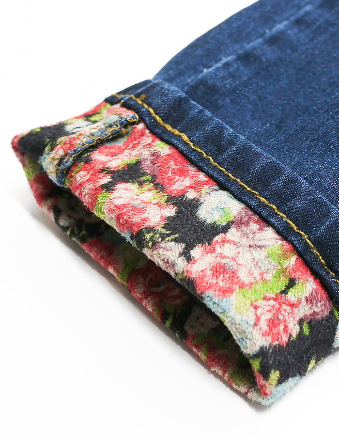 Embroidered Elastic Waist Band Cute Slim Jeans