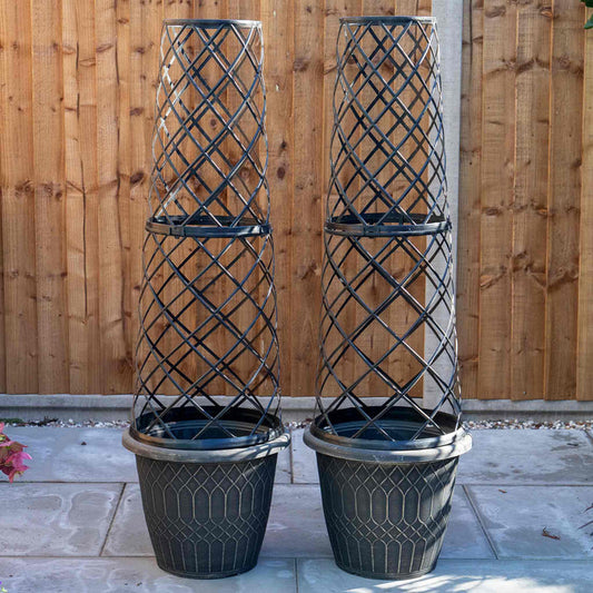 Empire Jumbo Trellis Planter in Brushed Champagne