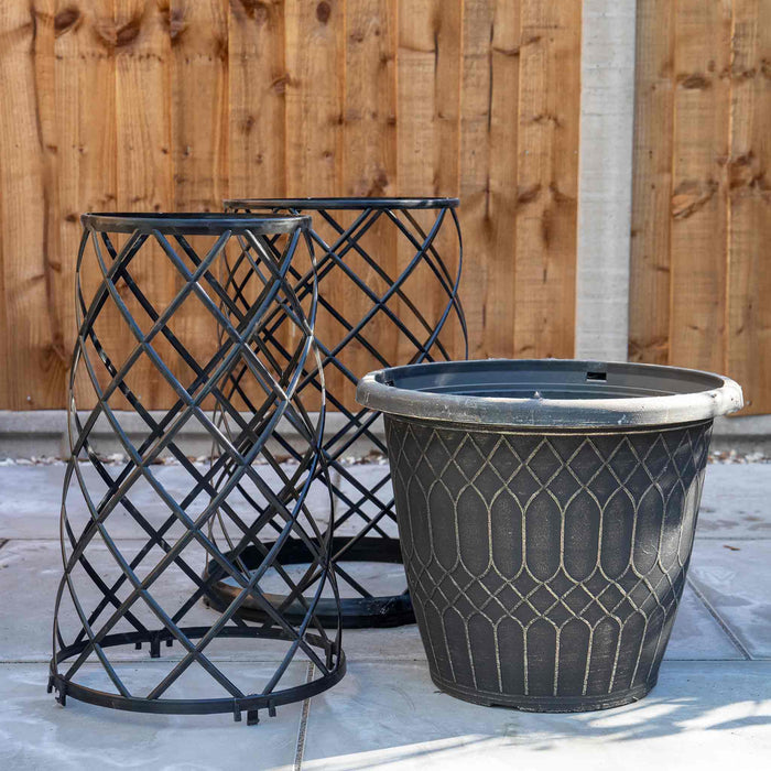 Empire Jumbo Trellis Planter in Brushed Champagne