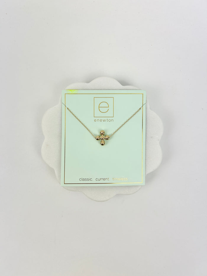 Enewton 16"  4mm Beaded Signature Cross Necklace Necklaces in  at Wrapsody
