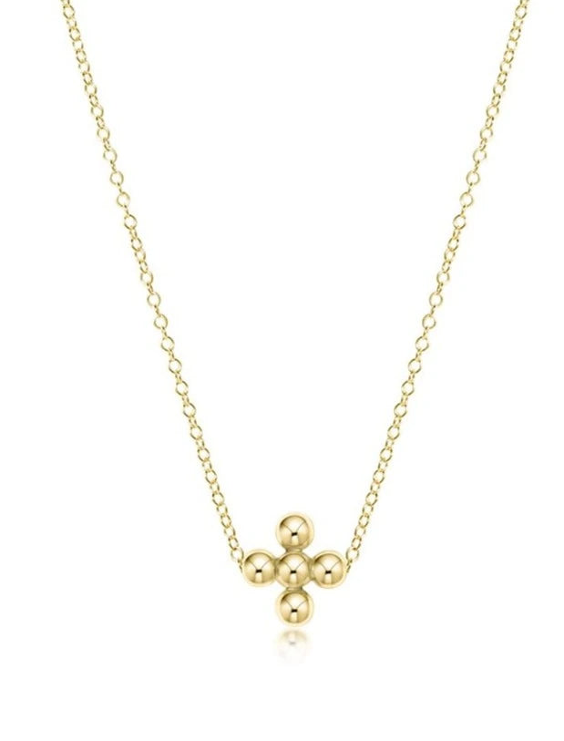 Enewton 16"  4mm Beaded Signature Cross Necklace Necklaces in  at Wrapsody
