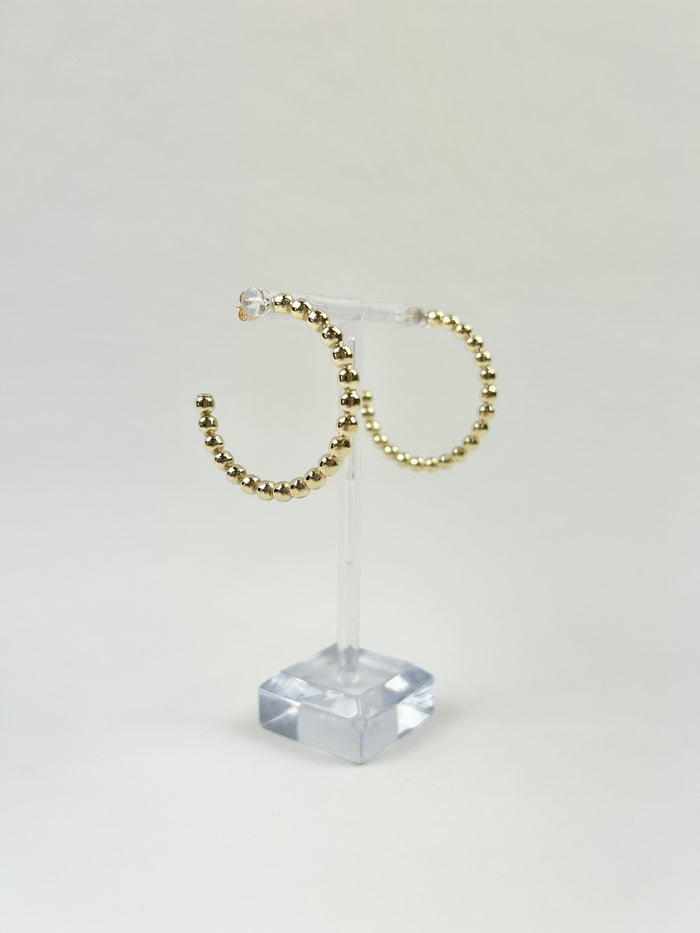eNewton 4mm Beaded Classic 1.25" Post Hoop Earrings in at Wrapsody