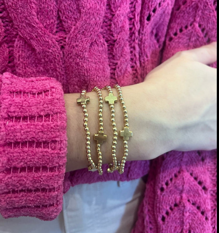 Enewton Signature Cross 3mm Bracelet - Gold Bracelets in  at Wrapsody