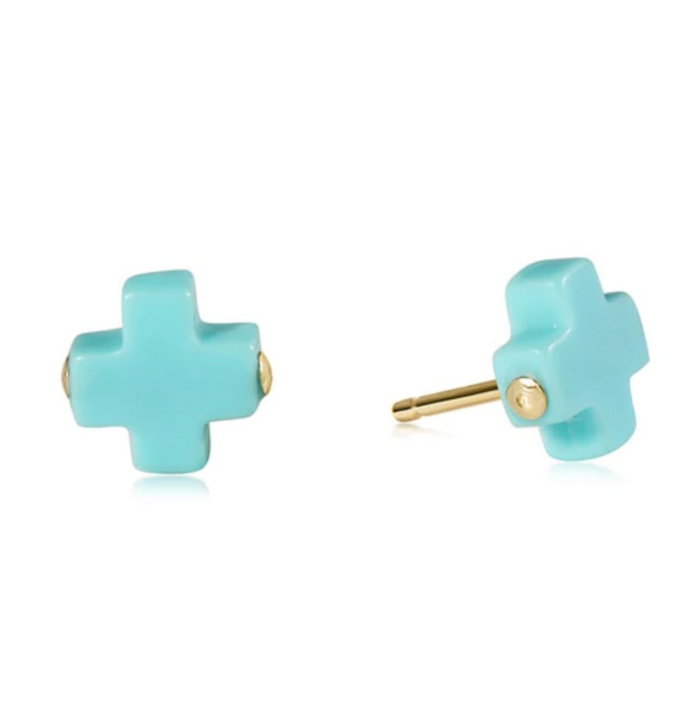 Enewton Signature Cross Stud - Multiple Colors Earrings in Turquoise at Wrapsody