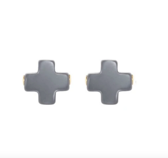 Enewton Signature Cross Stud - Multiple Colors Earrings in Charcoal at Wrapsody