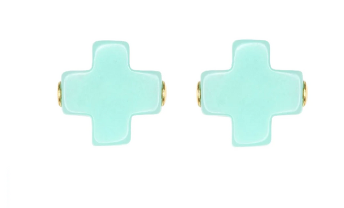 Enewton Signature Cross Stud - Multiple Colors Earrings in Mint at Wrapsody
