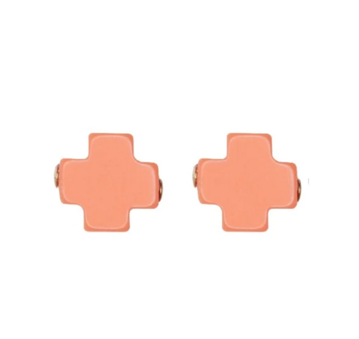 Enewton Signature Cross Stud - Multiple Colors Earrings in Coral at Wrapsody