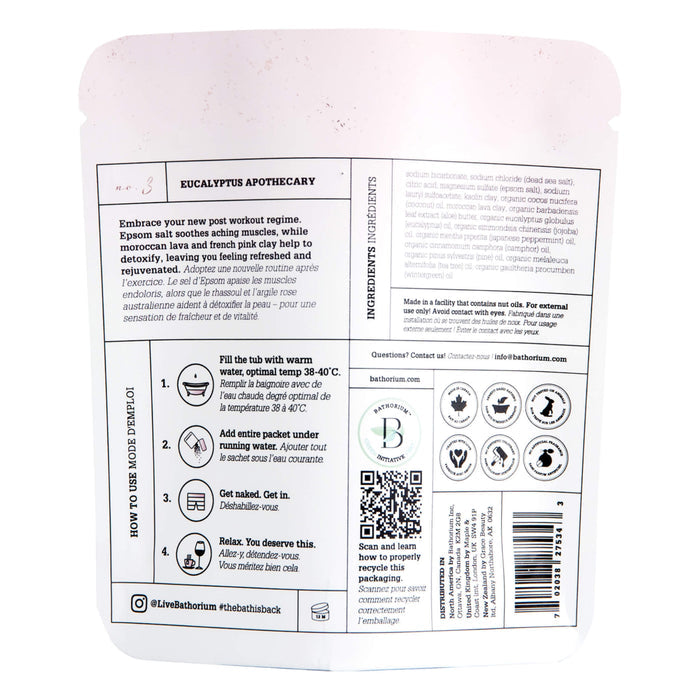 Back of Bathorium Eucalyptus Apothecary Bath Crush 120g