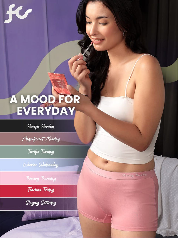 Everyday Expression | Women's Micro-Modal Boyshort | Pack of 7 | Free Pouch Worth ₹499
