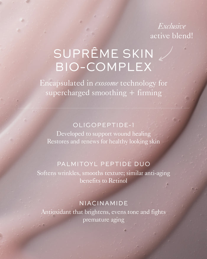 Supreme Skin Bio-Complex infographic with benefits.
