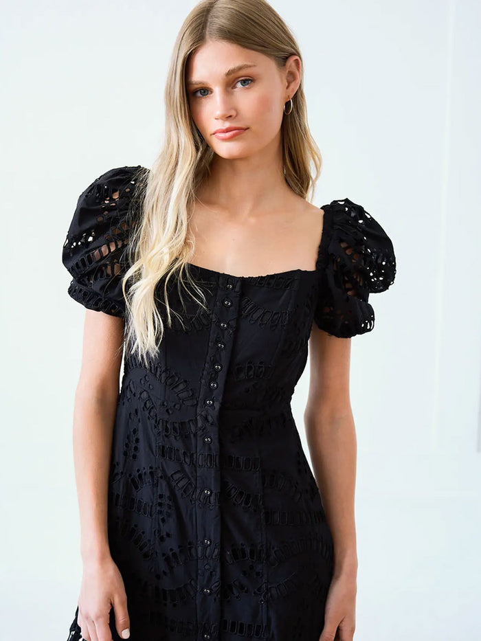 EYELET DRESS - BLACK DRESSES OAK CLOTHING CO.