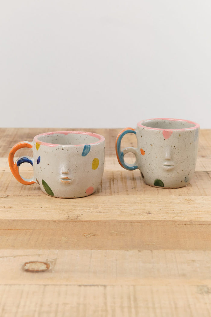 Rami Kim Studio Home CoffeeTea Face Mug with Double Loop Handle Dream x Orange