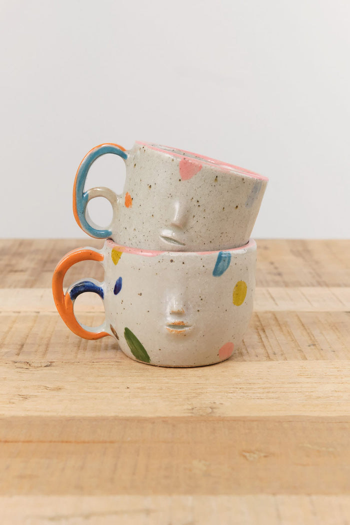 Rami Kim Studio Home CoffeeTea Face Mug with Double Loop Handle Dream x Orange
