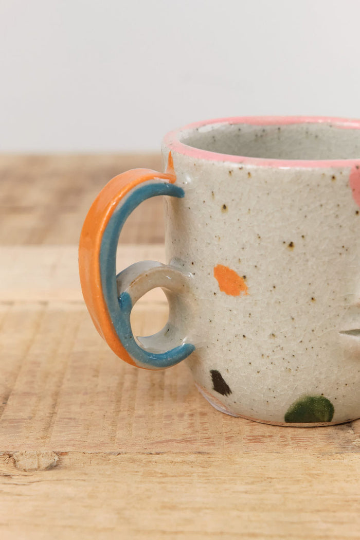Rami Kim Studio Home CoffeeTea Face Mug with Double Loop Handle Dream x Orange