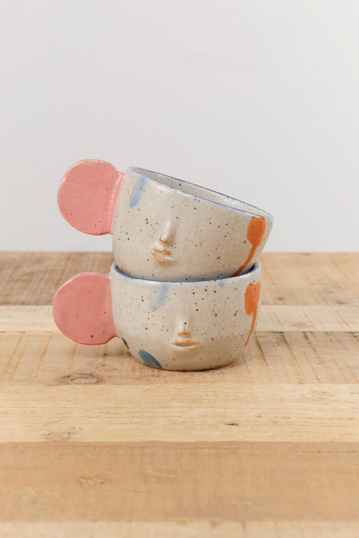 Rami Kim Studio Home CoffeeTea Face Mug with Flat Handle Pink x Blue