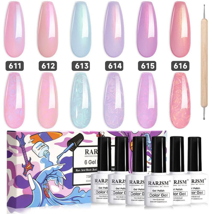 Rarjsm Fantasy Purple, pink & blue series Thread pearl gel nail polish