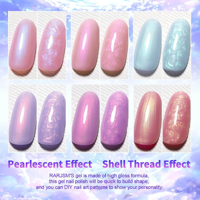 Rarjsm Fantasy Purple, pink & blue series Thread pearl gel nail polish