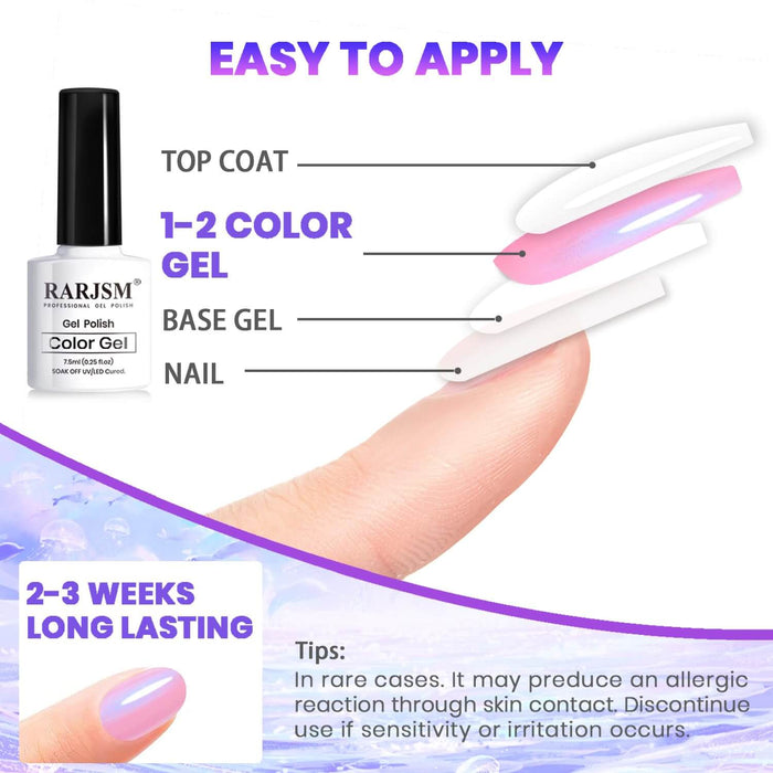 Rarjsm Fantasy Purple, pink & blue series Thread pearl gel nail polish