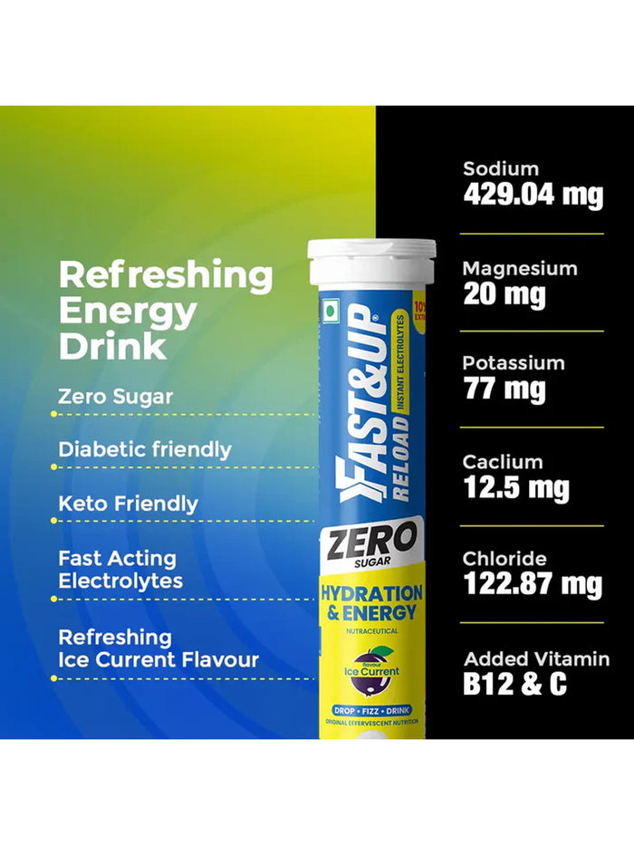 Fast&Up Ice Current Reload Zero Sugar Effervescent - 80 Tablets (Pack of 4)
